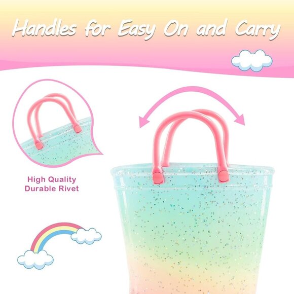 Kids Toddler Rain Boot Pink Gradient Polyvinyl Light Up Waterproof Patterns - Picture 4 of 6